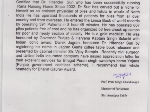 appreciation letter from MP