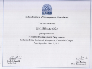 IIM Participation Certificate in Hospital Management Programme